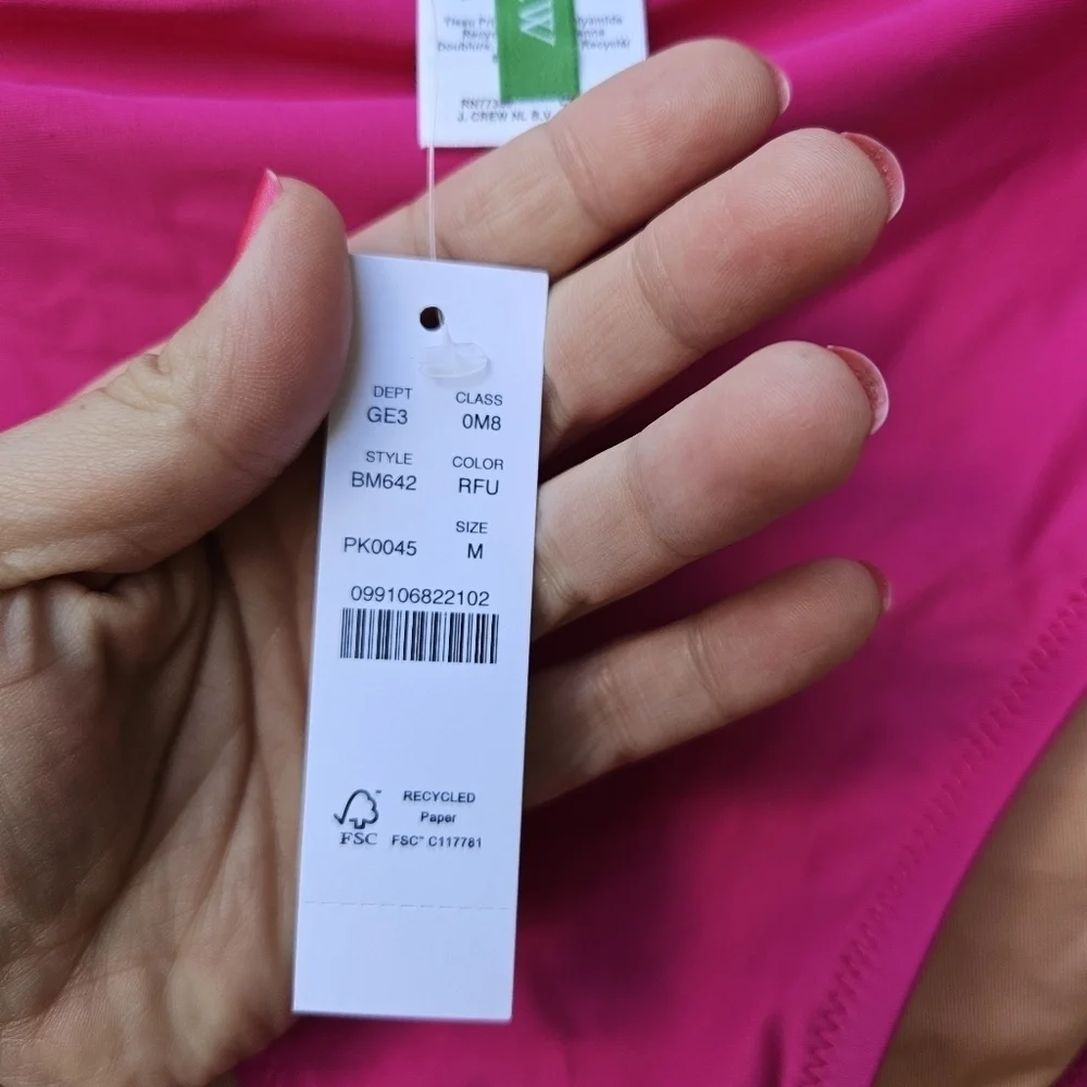 NWT J. Crew hot pink Hallie high waisted bikini bottom medium